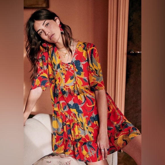 Sézane Manoa Dress - Milanese Flowers Print (NWT, FR 34 / US 2) - Picture 2 of 9